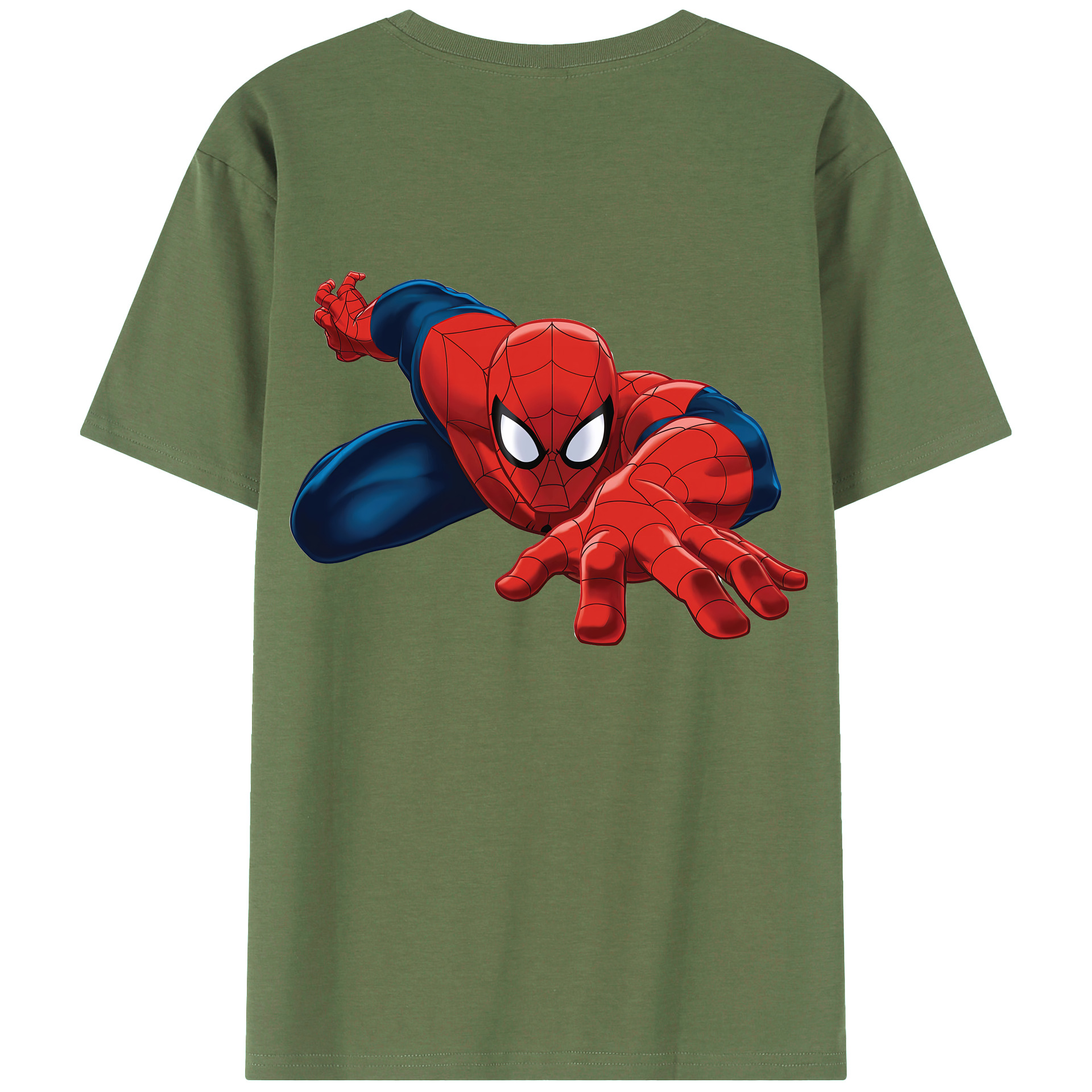 （画像用） Spider Man スパイダーマン 綿100％ メンズ半袖Tシャツ（バックプリント） 通気性